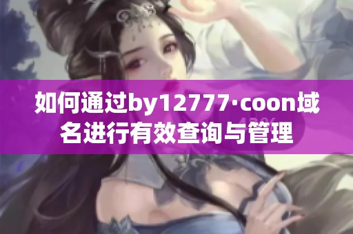 如何通过by12777·coon域名进行有效查询与管理