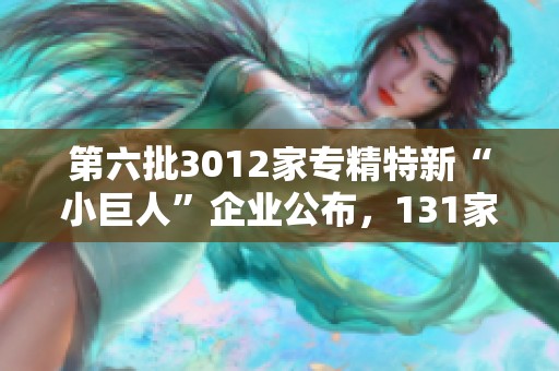 第六批3012家专精特新“小巨人”企业公布,131家已成功上市 第六批3012家专精特新“小巨人”企业公布,131家已成功上市