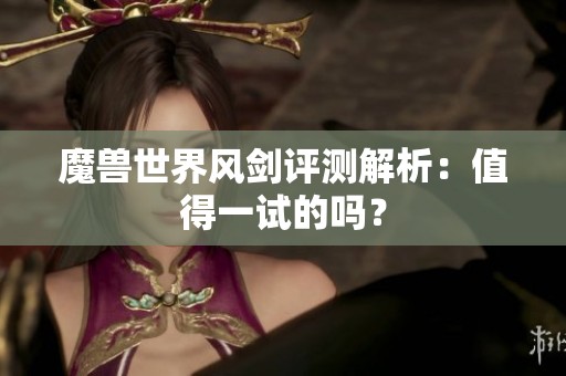 魔兽世界风剑评测解析：值得一试的吗？