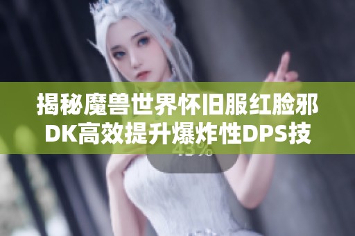 揭秘魔兽世界怀旧服红脸邪DK高效提升爆炸性DPS技巧