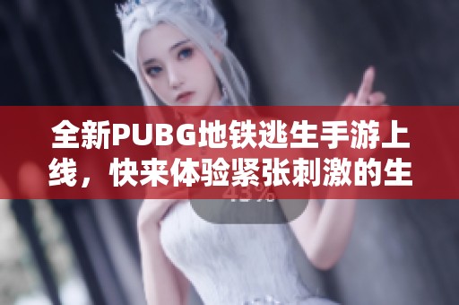 全新PUBG地铁逃生手游上线,快来体验紧张刺激的生存挑战! 全新PUBG地铁逃生手游上线,快来体验紧张刺激的生存挑战!