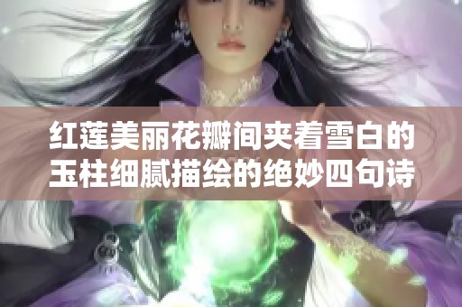 红莲美丽花瓣间夹着雪白的玉柱细腻描绘的绝妙四句诗词
